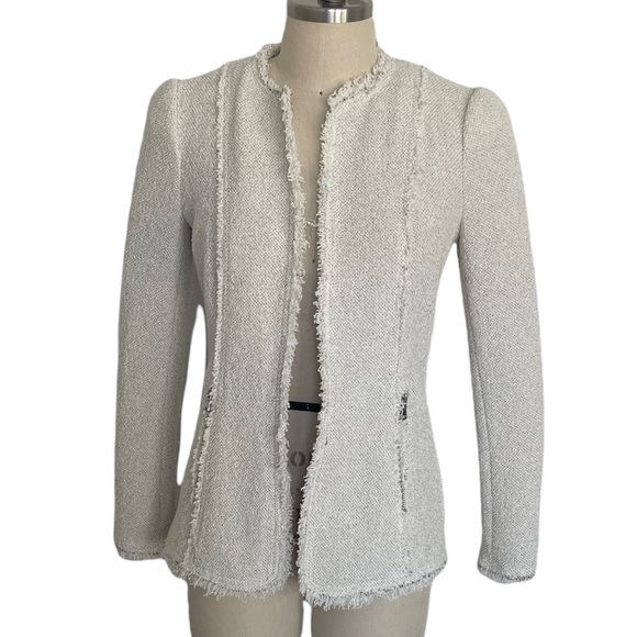 Rebecca Taylor Tweed Jacket in Limestone Size 0 - Picture 2 of 13